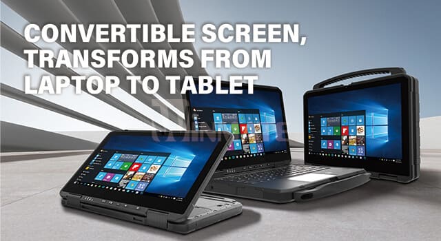 Winmate Rugged Laptop comes with convertibel screen, easily transforms from laptop to tablet Winmate Rugged Laptop comes with convertibel screen, easily transforms from laptop to tablet